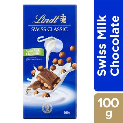Lindt Swiss Classic Milk Hazelnut Chocolate, 100G