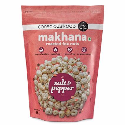 Concious Food Makhana Salt & Pepper 65G Pouch