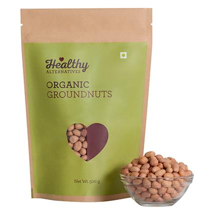 Healthy Alternatives Organic  Goundnuts, 500G Pouch