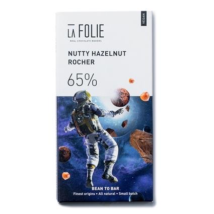 La Folie 65% Nutty Hazelnut Rocher Bar 60G