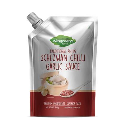 Wingreens Farms Schezwan Chilli Garlic Sauce, 450G Pouch