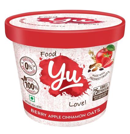 Yu Instant Breakfast Meal Berry Apple Cinnamon Oats 55G Tub
