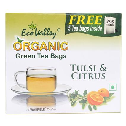 Organic Green Tea  -  Tulsi & Citrus  -  30 TB - Eco Valley