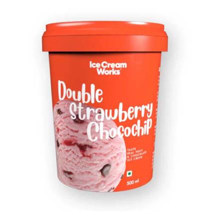 Ice Cream Works Ice Cream Double Strawberry Chocolate Chip 500Ml Tub