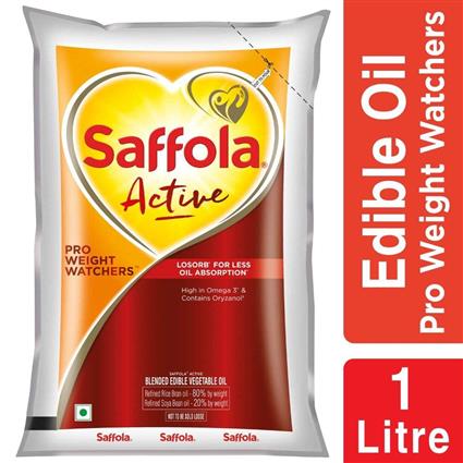 Saffola Active Blended Rice Bran & Soyabean Rice, 1L Pouch