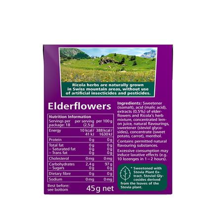 Ricola Sugar Free Elderflower Swiss Herb Drops 40G Box