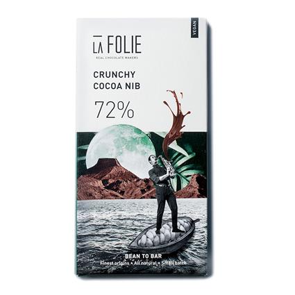 La Folie 72% Crunchy Cocoa Nib Bar 60G