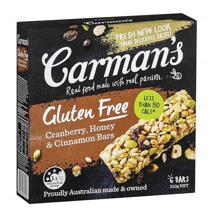 Carmans  Cranberry Honey Cinnamon Bar Gluten Free 210G