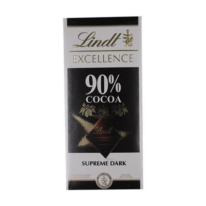 Lindt 90% Cocoa Dark Supreme Noir Chocolate Bar 100G