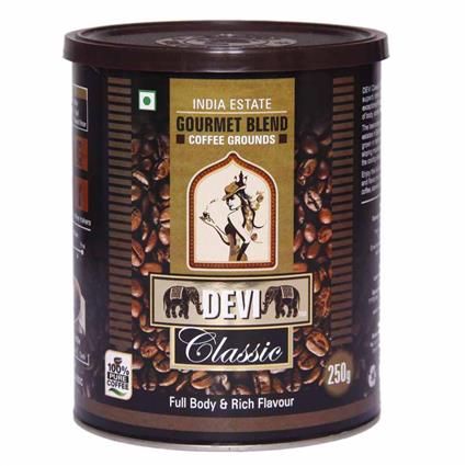 Devi Classic Gourmet Blend Grounds, 250G Tin