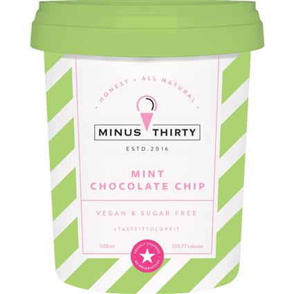 Minus 30 Ice Cream - Mint Choco Chip Vegn N Sugar Free Tub, 500 Ml