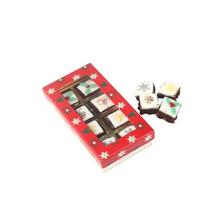 Mini Christmas Brownie Squares w/ Marzipan and Fondant (8Pcs)