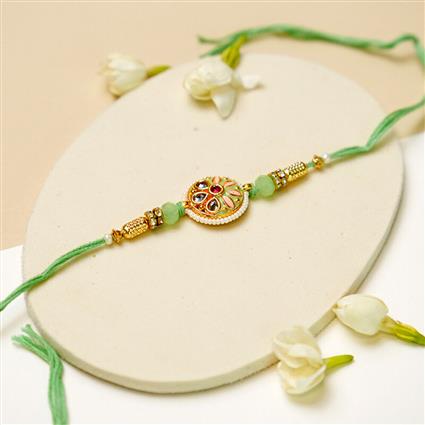 Kundan & Meenakari Pastel Green Rakhi