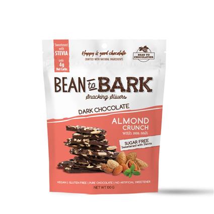 Bean To Chocolatier Sugar Free Dark Chocolate Almond Crunch 100G Pouch