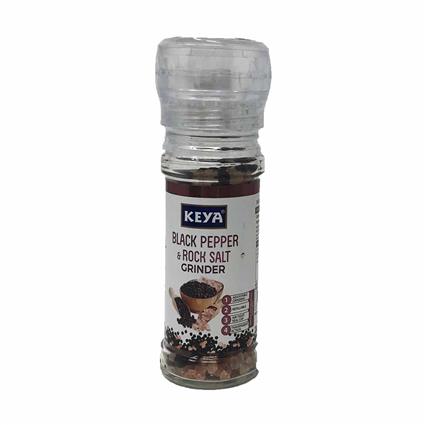 Keya Black Pepper And Rock Salt, 80G Bottle