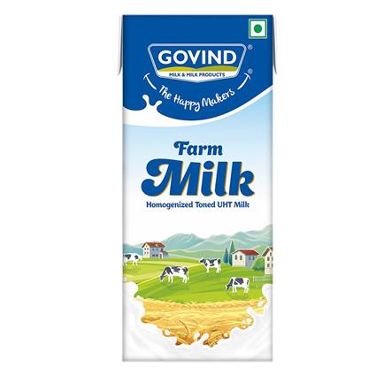 Govind UHT Toned Milk Farm Milk Homogenized Toned 1L